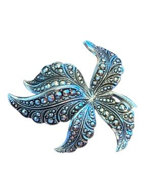 Vintage West Germany Marcasite Floral Brooch